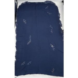 Cathryn Avison Navy Floral-Embroidered Rectangle Scarf